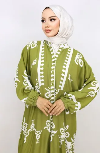 Balon Kol Elbise 4091-07 Açık Haki