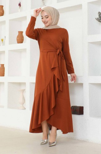 Robe à Volants Nouée Sur Le Côté 1907-10 Tan 1907-10