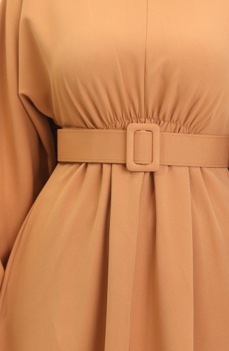 Jurk Met Geplooide Taille 8004-07 Mosterd 8004-07