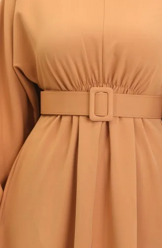 Jurk Met Geplooide Taille 8004-07 Mosterd 8004-07