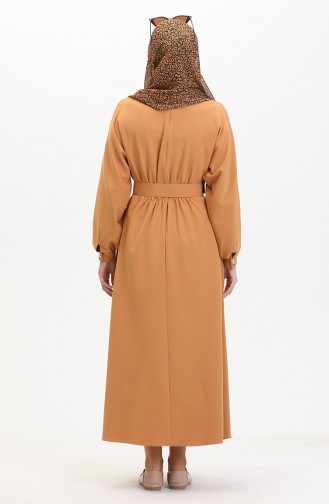 Jurk Met Geplooide Taille 8004-07 Mosterd 8004-07