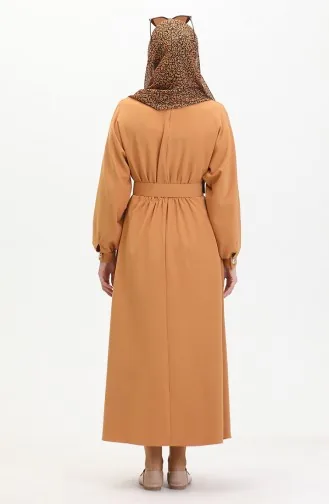Jurk Met Geplooide Taille 8004-07 Mosterd 8004-07