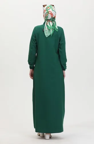 Robe Froncee Boutonnée 0449-02 Vert Emeraude 0449-02