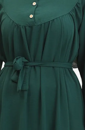 Buttoned Belted Dress 0462-02 Emerald Green 0462-02