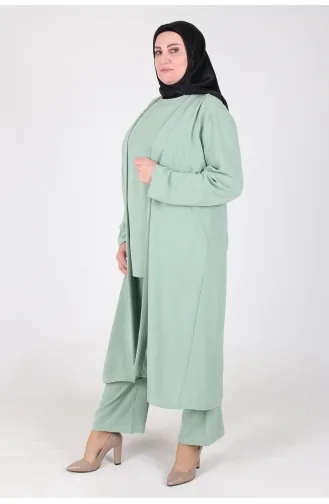 طقم ثلاثي آيروبين مقاس كبير 2615-11 أخضر مينت 2615-11