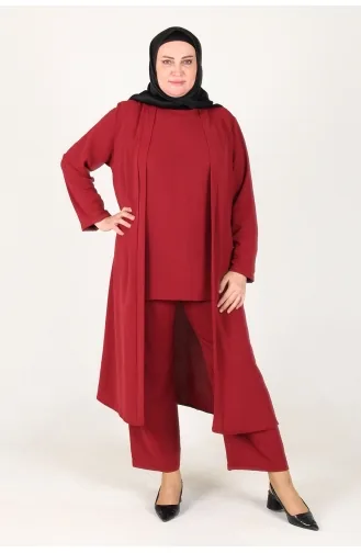 Arya Ayrobin Plus Size 3 Piece Suit 2615-06 Red 2615-06