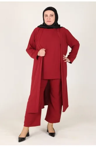Arya Ayrobin Plus Size 3 Piece Suit 2615-06 Red 2615-06