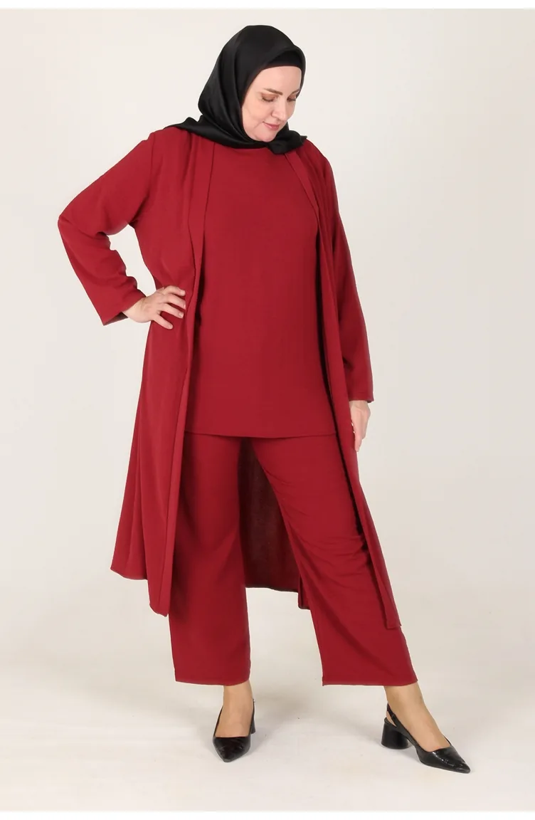 Arya Ayrobin Plus Size 3 Piece Suit 2615-06 Red 2615-06