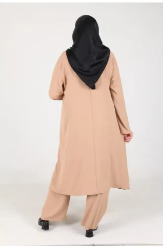 Aykal Ayrobin Ensemble 2 Pièces Boutonné Grande Taille 2613-02 Biscuit 2613-02