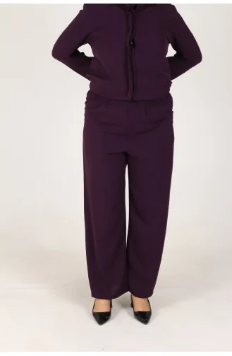 Aykal Ayrobin Costume 2 Pièces Boutonné Grande Taille 2613-08 Prune 2613-08