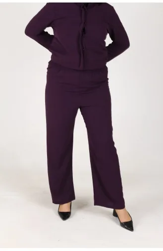 Aykal Ayrobin Costume 2 Pièces Boutonné Grande Taille 2613-08 Prune 2613-08