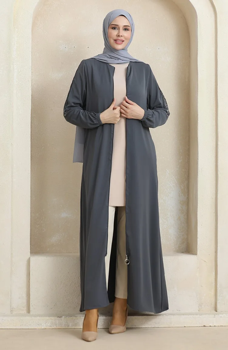 Seitliches Steinmuster Abaya 0464-04 Anthrazit 0464-04