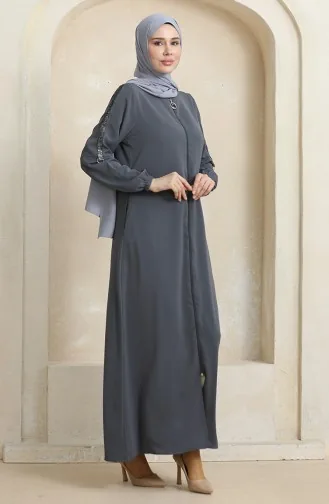 Seitliches Steinmuster Abaya 0464-04 Anthrazit 0464-04