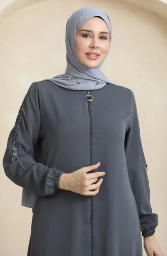 Seitliches Steinmuster Abaya 0464-04 Anthrazit 0464-04