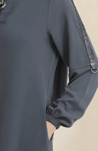 Seitliches Steinmuster Abaya 0464-04 Anthrazit 0464-04
