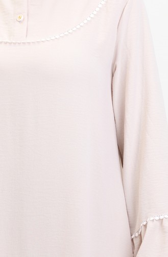 Robe Brodée Manches Elastiques 0470-04 Beige 0470-04