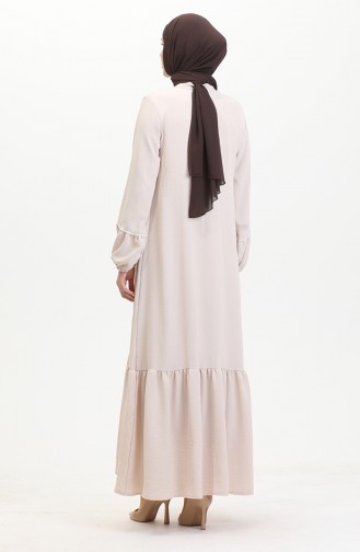 Robe Brodée Manches Elastiques 0470-04 Beige 0470-04