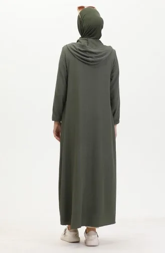 Crepe Fabric Hooded Abaya 1029-05 Khaki 1029-05