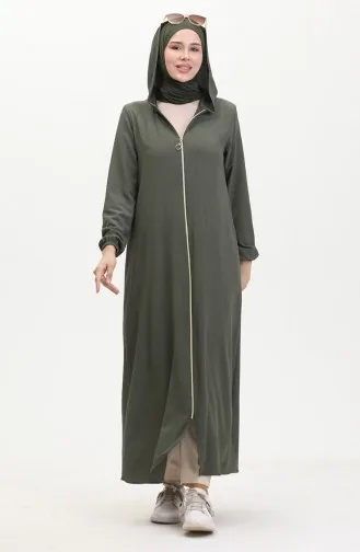 Crepe Fabric Hooded Abaya 1029-05 Khaki 1029-05