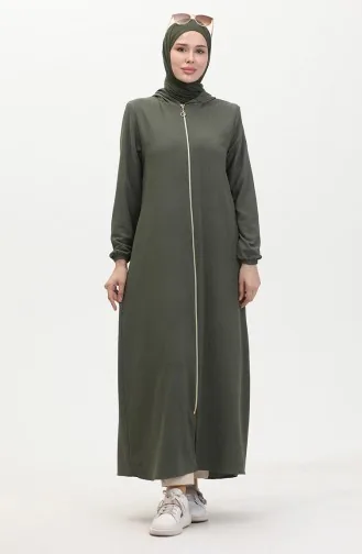 Crepe Fabric Hooded Abaya 1029-05 Khaki 1029-05