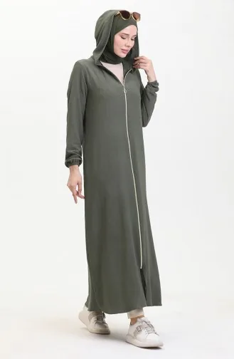 Crepe Fabric Hooded Abaya 1029-05 Khaki 1029-05