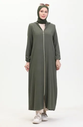 Crepe Fabric Hooded Abaya 1029-05 Khaki 1029-05