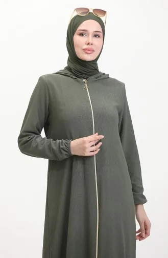 Crepe Fabric Hooded Abaya 1029-05 Khaki 1029-05