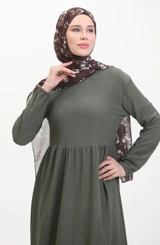 Crepe Fabric Pleated Waist Dress 1016-04 Khaki 1016-04