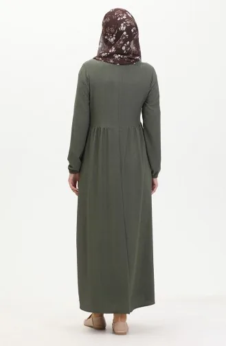 Crepe Fabric Pleated Waist Dress 1016-04 Khaki 1016-04