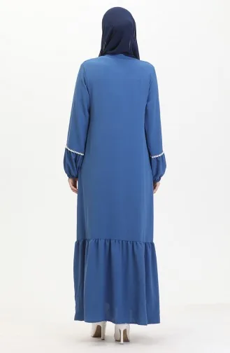 Embroidered Dress With Elastic Sleeves 0470-02 Indigo 0470-02