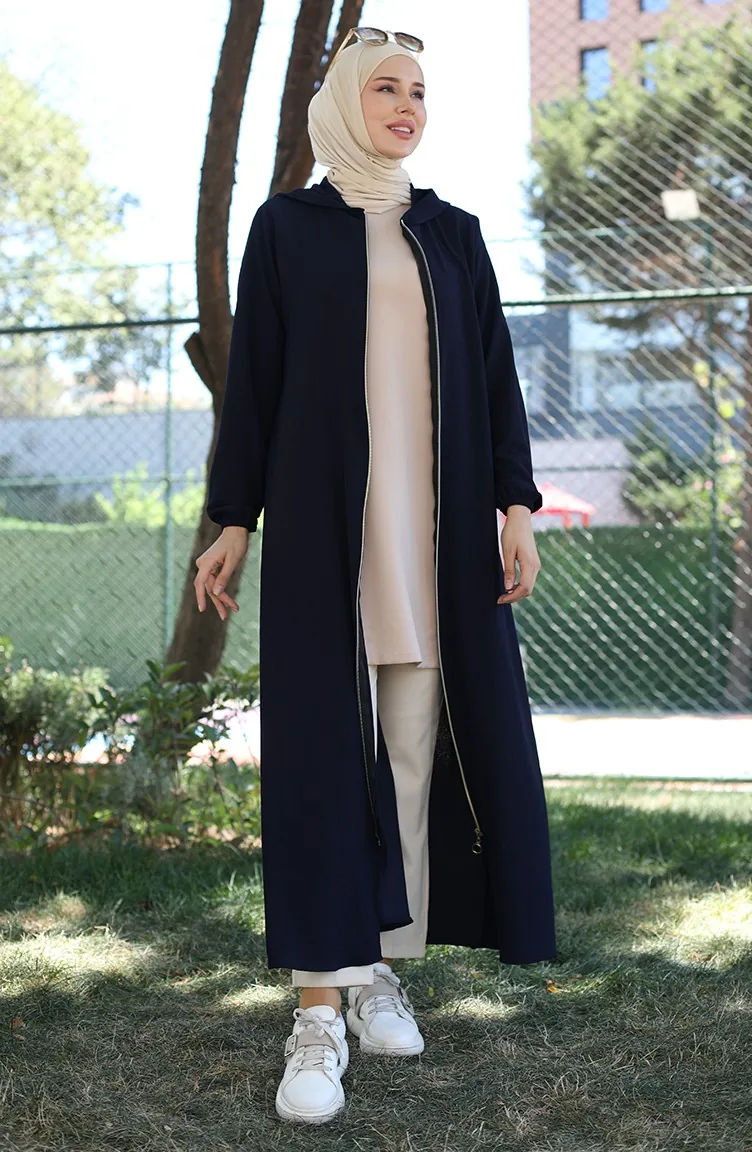 Bürümcük Stoff Kapuzen-Abaya 1029-02 Marineblau 1029-02