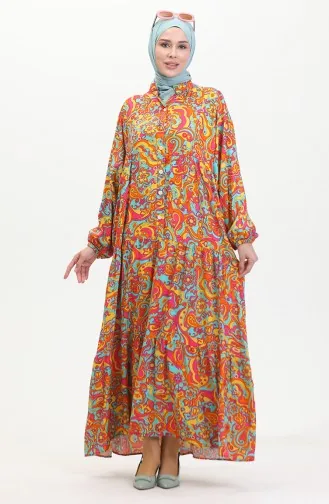 Gemustertes Viskosekleid 0472-03 Orange 0472-03