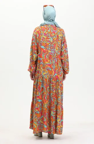 Gemustertes Viskosekleid 0472-03 Orange 0472-03