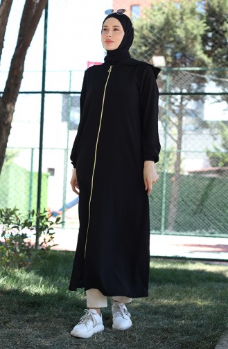 Crepe Fabric Hooded Abaya 1029-01 Black 1029-01