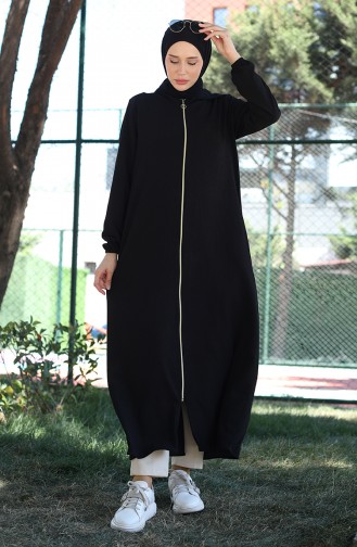 Crepe Fabric Hooded Abaya 1029-01 Black 1029-01