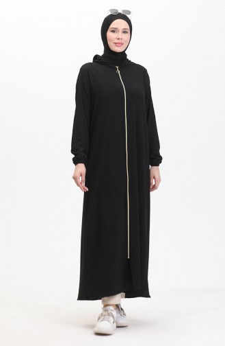 Crepe Fabric Hooded Abaya 1029-01 Black 1029-01
