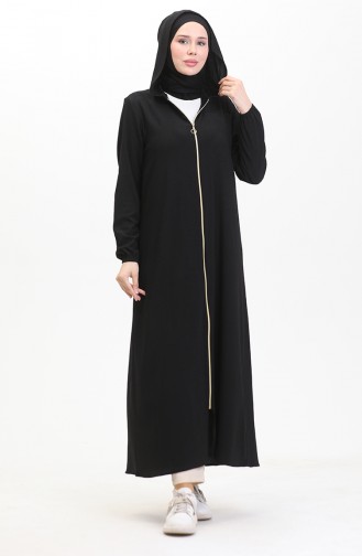 Crepe Fabric Hooded Abaya 1029-01 Black 1029-01