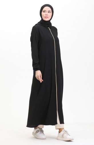 Crepe Fabric Hooded Abaya 1029-01 Black 1029-01