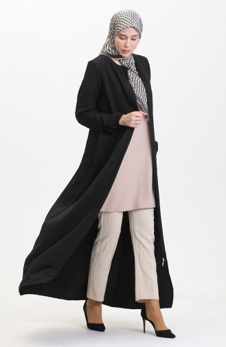 Abaya Avec Poches 24017-01 Noir 24017-01
