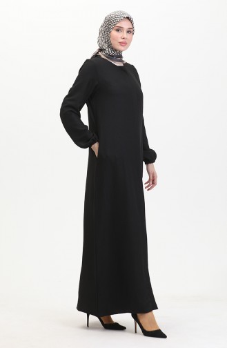 Abaya Avec Poches 24017-01 Noir 24017-01