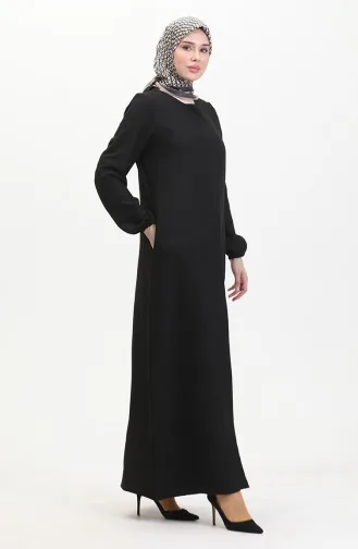 Abaya Avec Poches 24017-01 Noir 24017-01