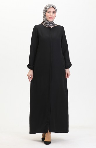 Abaya Avec Poches 24017-01 Noir 24017-01