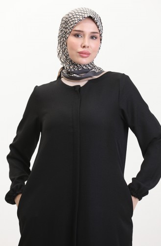 Abaya Avec Poches 24017-01 Noir 24017-01