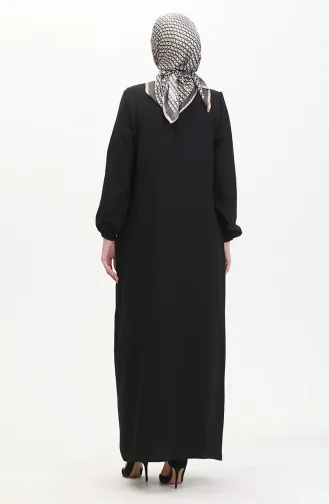 Abaya Avec Poches 24017-01 Noir 24017-01