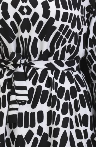 Viscose-jurk Met Patroon En Riem 0473-03 Zwart 0473-03
