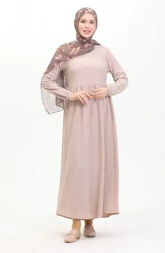 Bürümcük Jurk Van Stof Met Verzamelde Taille 1016-05 Mink 1016-05