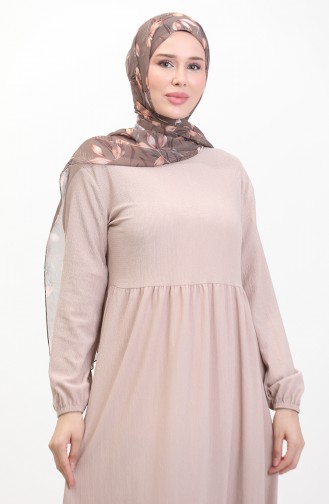 Bürümcük Robe Taille Froncée En Tissu 1016-05 Vison 1016-05