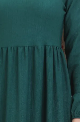 Bürümcük Robe Taille Froncée En Tissu 1016-03 Vert Emeraude 1016-03