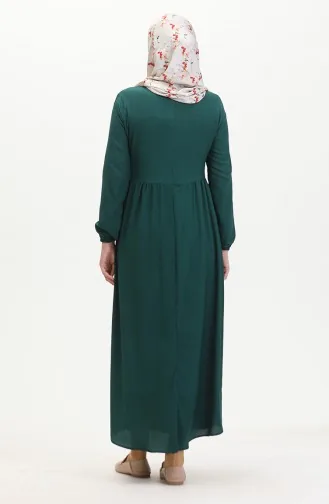 Bürümcük Robe Taille Froncée En Tissu 1016-03 Vert Emeraude 1016-03