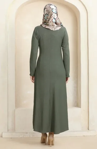 Bürümcük Jurk Van Stof Met Strikband Aan De Zijkant 1017-05 Kaki 1017-05